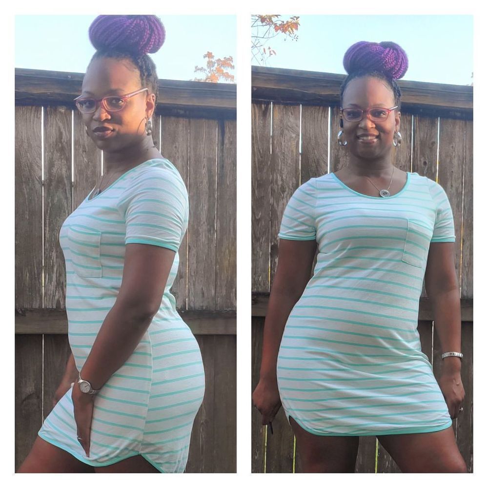 White & Mint Striped Dress